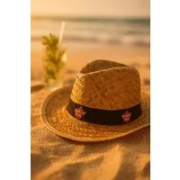 Havana Club Strohhut Hut aus Naturstroh - Accessoire für Strand, Festival & Bar-Events (1-St)