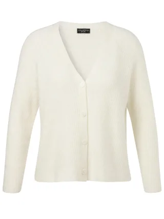 VIA APPIA DUE - Jacke V-Ausschnitt 1/1 Arm Knöpfe Struktur creme melange - Gr. - 42