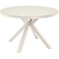 Lesli Living Gartentisch Tafel DAVOS rund creme Ø118cm Aluminium