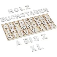 relaxdays Deko-Buchstaben XL Holzbuchstaben Set 104-teilig