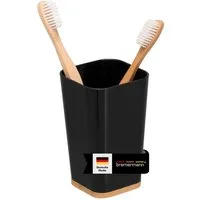 bremermann Zahnputzbecher Zahnputzbecher CALVI aus Bambus und Kunststoff, schwarz, (1-St)