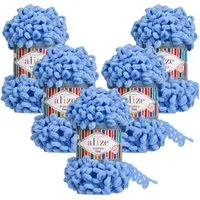 Alize 5 x ALIZE Puffy Fine Häkelwolle, 14 m (500 Meter), Chenillegarn,Amigurumi,Handstrickgarn,Blanket Small Loop