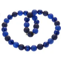 Perlenkette Polaris Perlen Kette mit Glitzer Effekt 14 mm blau