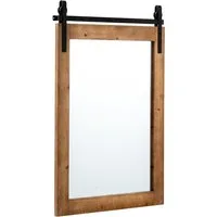 COSTWAY Dekospiegel, mit Holzrahmen und Metallhalterung, 76,5x56cm