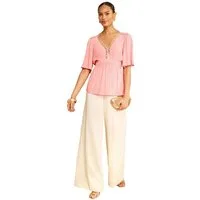 Love & Roses Paillettenshirt Love & Roses Kimonobluse und Paillettenbesatz (1-tlg)