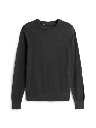 Tommy Hilfiger - Monogram Rundhals-Pullover aus Baumwoll-Kaschmirmix grau - Gr. - XL