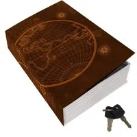 speecheese Buchtresor Hemisphäre Booksafe L mit Vintage Weltkarte - THE WORLD