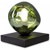 Licht-Erlebnisse Tischleuchte CLONLINA, ohne Leuchtmittel, Glas Grün verspiegelt E14 17,5 cm Lavaglas Nachttisch Schlafzimmer