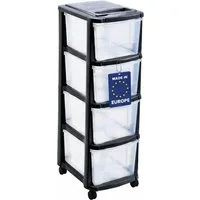 M home Rollcontainer Schubladenrollwagen PLS6241 Schubladenschrank Kunststoff, (Spar-Set, 1 St., Rollwagen mit 4 Schubalden und 4 Lenkrollen), mit 4 Schubladen und Rollen