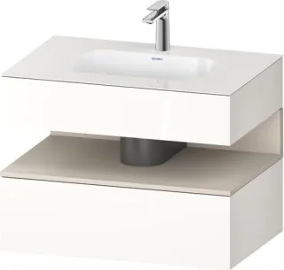 Duravit Qatego Einbauwaschtisch mit Konsolenwaschtischunterbau Taupe & Weiß Hochglanz & Supermatt 80 QA4785083220000