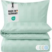 Carpe Sonno Bettwäsche Damast 135x200 155x220 Streifen Baumwolle elegante Hotel Bettwäsche, Damast, 2 teilig, Elegante Bettwaren Allergiker Bettzeug pflegeleicht Reißverschluss