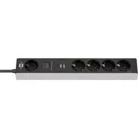 Steckdosenleiste 5-fach grau/schwarz, 1,5 Meter, 2x USB-A, 1x USB-C Power Delivery