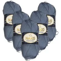 NAKO 5 x Nako Pirlanta Deluks Häkelwolle, 390 m, Strickgarn,Amigurumi,Häkelgarn