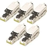 CAT 6A Feldstecker STP Staubkappe/Knickschutz, 5 Stück silber
