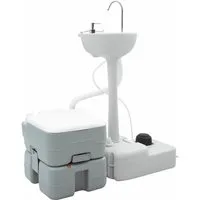 vidaXL Campingtoilette Camping Toiletten-Set 2 pcs Grau 50,5 x 33 x 103 cm, (2-St)
