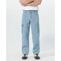 YOUTHUP Cargojeans Herren Einfarbige Freizeitjeans mit Mehrtaschen-Design Freizeithose