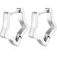 BUNGSA Creolen-Set Creolen Sternform Silber aus Edelstahl Unisex (1 Paar (2 Stück), 2-tlg), Ohrschmuck Ohrringe