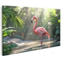 islandburner Leinwandbild, Flamingo im Dschungellicht