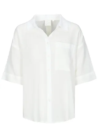 THE FASHION PEOPLE - Linen Blouse Solid BRIGHT WHITE - Gr. - 44