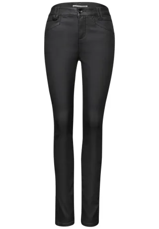 Street One - Slim Fit Coated Hose schwarz - Gr. - 30