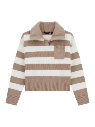 Guess Kids - LS SWEATER BROWN WHITE STRIP - Gr. - 16