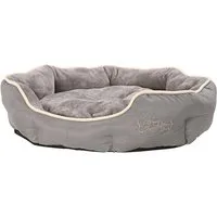 Dehner Tierbett Sammy, oval, grau, versch. Größen, hochwertiges Hundebett/Katzenbett, mit herausnehmbarem Liegekissen