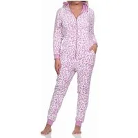Normann Pyjama Damen Schlafanzug Einteiler Jumpsuit Overall aus Coralfleece