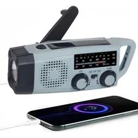 Toomoke Notfall Radio mit 2000mAh Akku & Kurbel – Solar Ladegerät integriert Radio (3-Wege-Laden (Solar, Kurbel, USB) – Power Bank, AM/FM Radio mit SOS-Alarm & Taschenlampe, Tragbares Notfallradio für Zuhause, Camping & Outdoor)