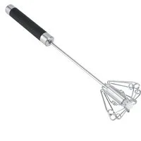 FELIXLEO Messerwelle Halbautomatischer Schneebesen 24cm Edelstahl Drehbarer Push Mixer. (1-St)