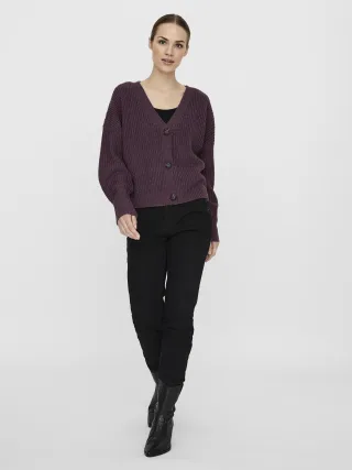 VERO MODA - VMLEA LS V-NECK CUFF CARDIGAN NOOS winetasting - Gr. - S