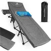 Nordmut Feldbett Klappbar mit Matratze, Campingbett Gästebett, Outdoor Erwachsene (Spar-Set, 1-St., Nordmut Kebne mit Auflage, Nachttisch & Tragetasche) mit Auflage, Tragetasche, Seitentasche, Nachttisch, 200 kg belastbar