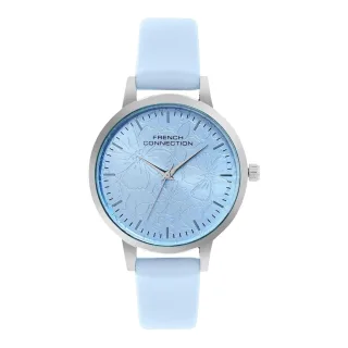 French Connection - "FCUK" Analoge Armbanduhr für Damen, Leder (Himmelblau)