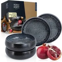 Moritz & Moritz Dessertschale SOLID 4x Dessertschale Grau, Steinzeug, (4er, 4-tlg), Steinzeug