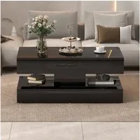 Sunsitt Couchtisch Couchtisch im Hochglanz Moderner Kaffeetisch mit 2 Schuhbladen (Wohnzimmertisch in 100 x50x45cm), Sofatisch für Wohnzimmer, Schlafzimmer, Büro, Schwarz