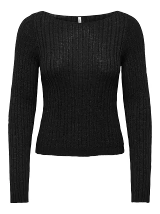 ONLY - ONLSANNE LS RIB BOATNECK CC KNT Black - Gr. - S