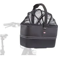 TRIXIE Hunderegenmantel Hundefahrradkorb vorne mit Netzhaube und Regenhaube - schwarz - 41 × 4