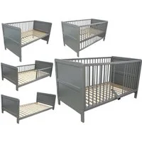Micoland Kinderbett Kinderbett Juniorbett Beistellbett 140x70 cm 3in1 grau