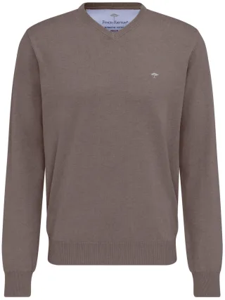 Fynch Hatton - Fein gestrickter Baumwollpullover braun - Gr. - 3XL