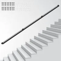 Clanmacy Treppengeländer Handlauf Set Metall Schwarz pulverbeschichteter Treppenhandlauf 300cm, 300 cm Länge