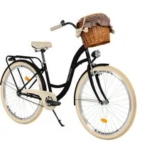 Milord Cityrad Milord City Fahrrad Korb Damen, 28/26 Zoll, Schwarz-Creme, 1-Gang, 1 Gang, (Fahrradständer, Gepäckträger, Klingel, Korb, Kotflügel)