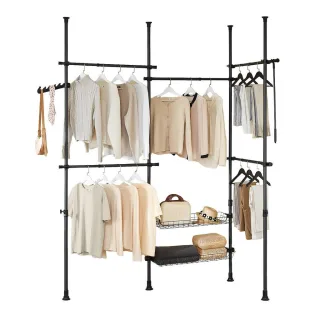 SoBuy Teleskop, Schwarz, Kunststoff, 305x270x3 cm, Schlafzimmer, Kleiderschränke, Schrankzubehör