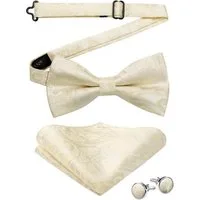 LuxusKollektion Fliege Fliege Herren Paisley Einstecktuch Manschettenknöpfe Set A1-gelb