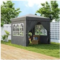 Outsunny Faltpavillon 2,5x2,5m, wasserabweisend stabil winterfest, UV Schutz 50+, faltbar, mit 4 Seitenteilen, (Pop-up Pavillon, Partyzelt), mit 4 Seitenteilen, Tasche, für Camping, Garten, Dunkelgrau