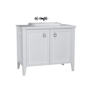 VitrA Valarte Einbauwaschtisch-Möbel-Set 62171 98 x 52 x 87,5 cm, 2 Türen, Korpus weiß matt/Waschtisch weiß hochglanz