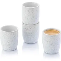 SÄNGER Becher Santorini Espressobecher Set (4-teilig), 4-tlg., Steingut, Cremefarben mit Flieder Blauem Verlauf, Hnadmade, Premium Collection