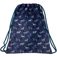 DERFORM Turnbeutel Pferde Sportbeutel Sport Schuhbeutel Tasche Gym Bag blau