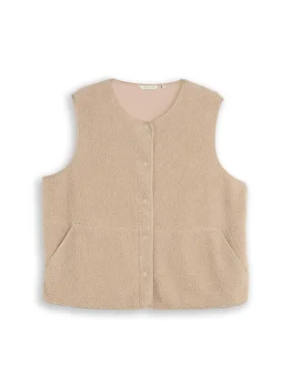 Tom Tailor - Plus Size - Boxy Fit Teddy Weste Gravel Beige - Gr. - 46