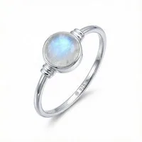 mantraroma Silberring TOLU aus 925 Silber mit Regenbogen Mondstein (Ring mit Schmuckbeutel), Damenring aus 925er Silber
