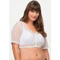 Ulla Popken Longbluse Dirndlbluse Spitze V-Ausschnitt Elastiksaum