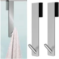 QUBEBU Handtuchhaken 2/4 Stk Haken Edelstahl Türhaken für Duschwand Duschhaken, Ohne Bohren, Rahmenlose Glastur,Glasduschwand,Badezimmer, (für rahmenlose Duschtrennwände, Edelstahl Haken für Glasstärken 6-12mm, Material: Rostfreier Stahl, Größe: 18 *